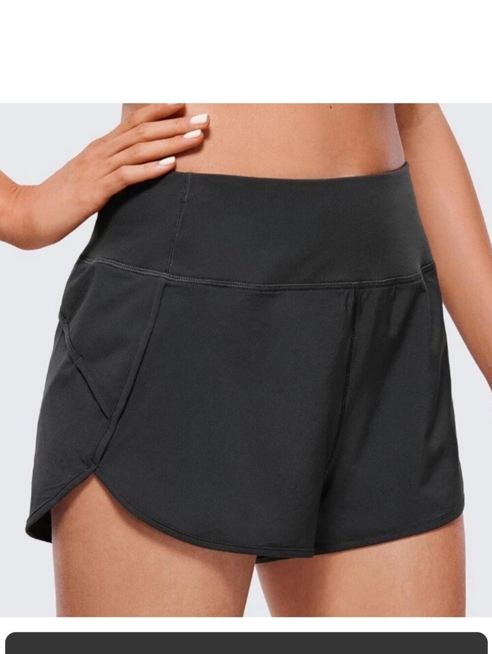 CRZ Yoga High-Waist Black Athletic Shorts with Side Pocket Size 8-10